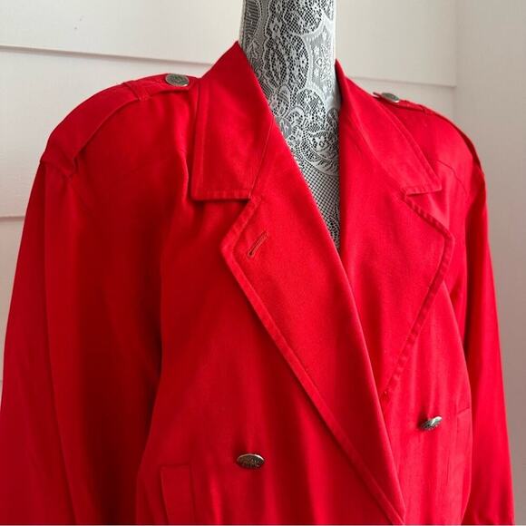 Vintage Cherry Red Silk Blend Bomber Jacket by Liz Claiborne 80s 90s jacket - Picture 6 of 11